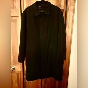 Dkny Men’s Sz XL Black Classic Wool Blend Trench Coat Jacket W/ Removable Lining